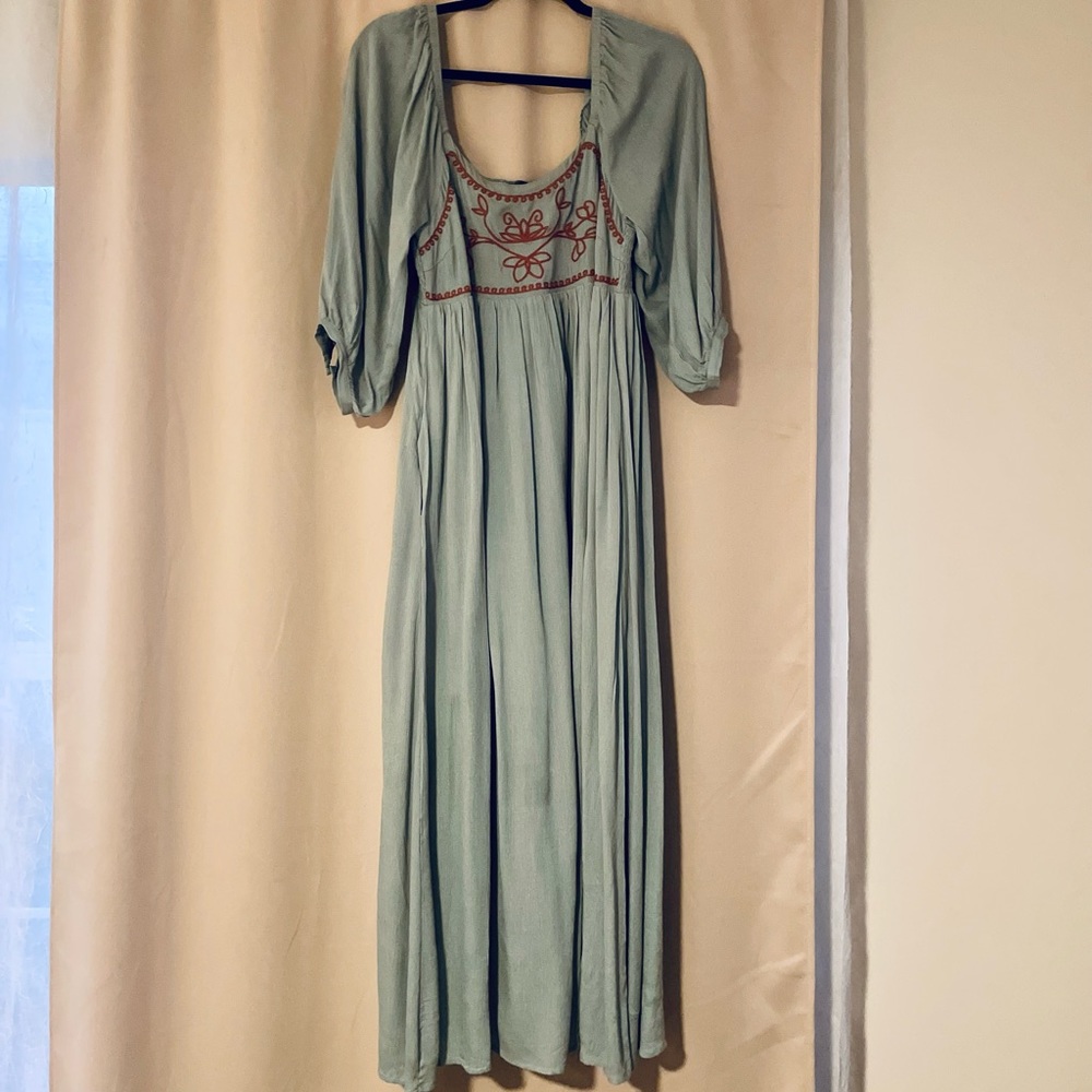 Embroidered Midi Dress